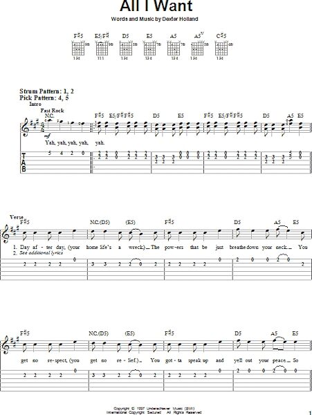 All I Want - Easy Guitar with TAB, New, Main