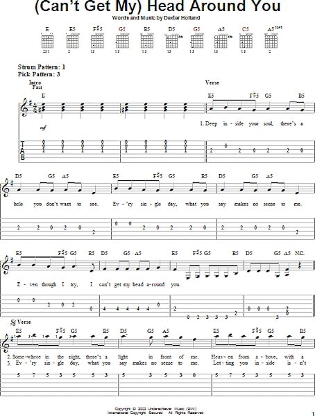 (Can't Get My) Head Around You - Easy Guitar with TAB, New, Main