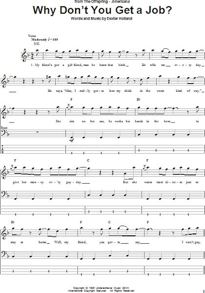 Why Don't You Get A Job? - Bass Tab, New, Main