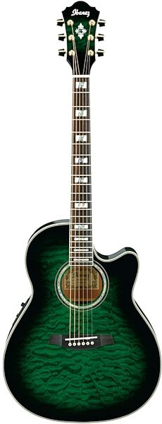 Ibanez AEF37E Acoustic-Electric Guitar, Transparent Emerald Sunburst