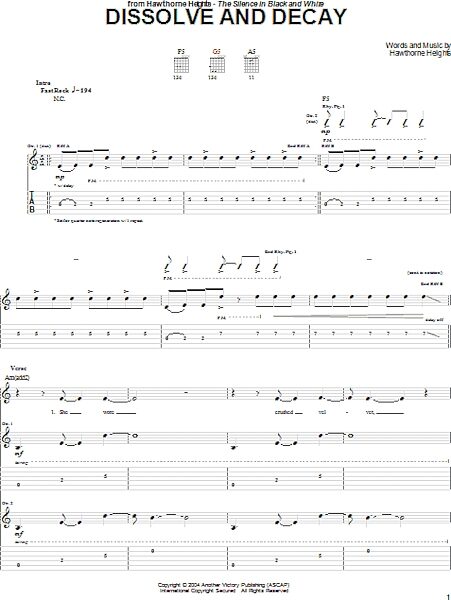 Dissolve And Decay - Guitar TAB, New, Main