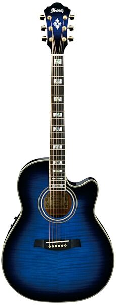 Ibanez AEF30E AEF Cutaway Acoustic-Electric Guitar, Transparent Blue Sunburst