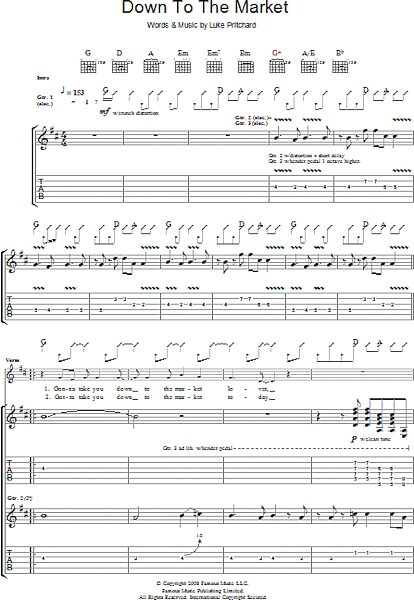 Down To The Market - Guitar TAB, New, Main
