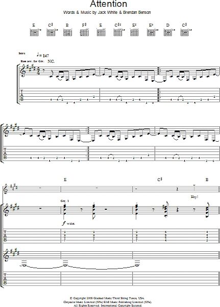 Attention - Guitar TAB, New, Main