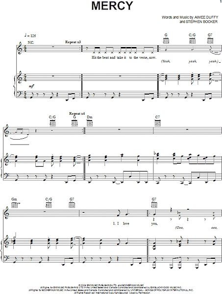 Mercy - Piano/Vocal/Guitar, New, Main