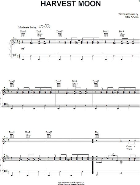 Harvest Moon - Piano/Vocal/Guitar, New, Main