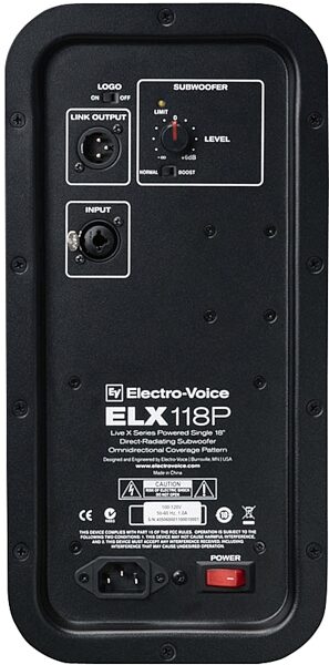 Electro-Voice ELX118P Live X Powered Subwoofer (700 Watts, 1x18"), Rear - Panel