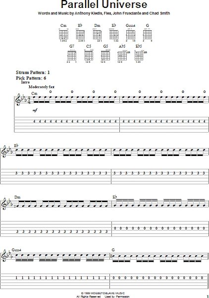 Parallel Universe - Easy Guitar with TAB, New, Main