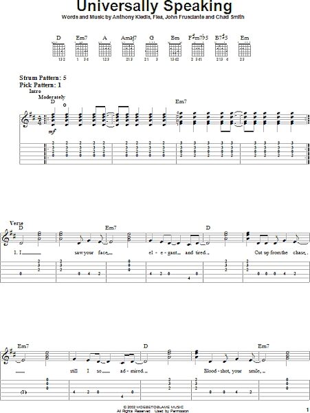 Universally Speaking - Easy Guitar with TAB, New, Main