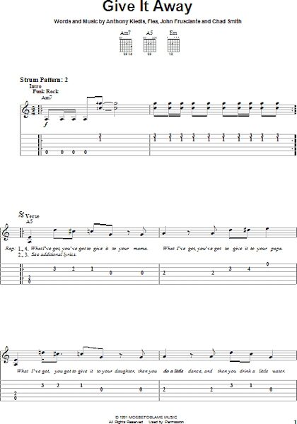 Give It Away - Easy Guitar with TAB, New, Main