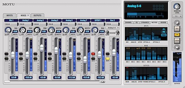 MOTU 896mk3 Firewire Audio Interface, Screenshot - CueMix Mixer