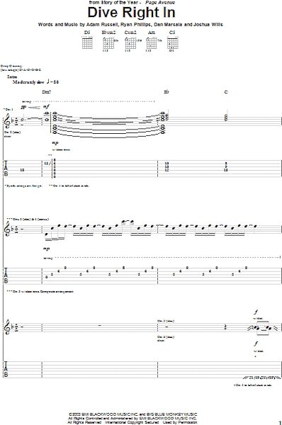 Dive Right In - Guitar TAB, New, Main