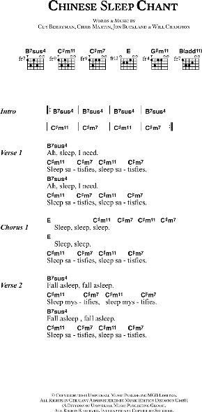 Chinese Sleep Chant - Guitar Chords/Lyrics, New, Main