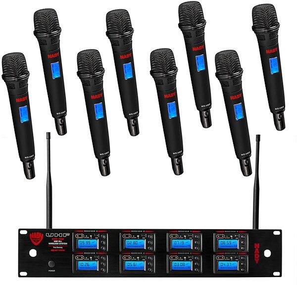 Nady 8W-1KU HT 8-Channel Handheld Wireless Microphone System, Action Position Front