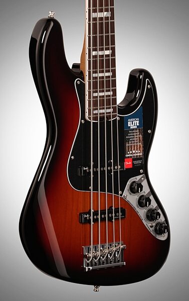 Fender American Elite V Jazz Bass, 5-String (Rosewood, with Case), Full Left Front