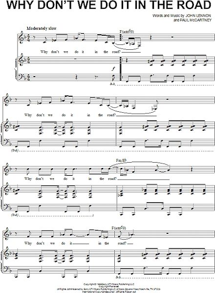 Why Don't We Do It In The Road - Piano Vocal, New, Main