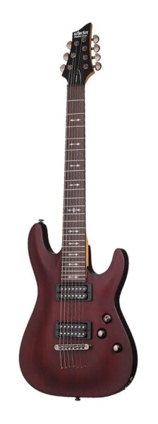 Schecter Omen 7 Electric Guitar (7-String), Walnut Stain, Blemished, Walnut Satin