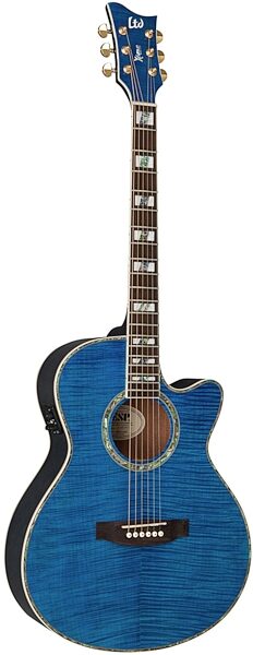 ESP LTD AC20EFM Xtone Acoustic-Electric Guitar, See-Thru Blue