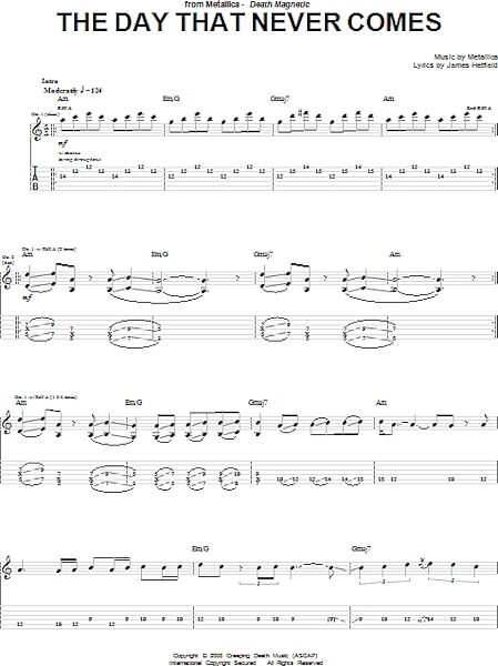 The Day That Never Comes - Guitar TAB, New, Main