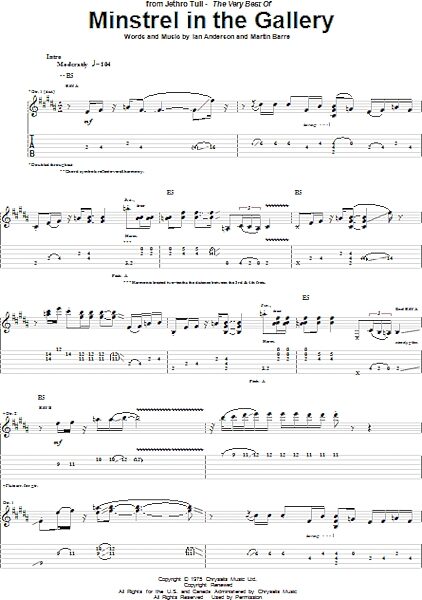 Minstrel In The Gallery - Guitar TAB, New, Main