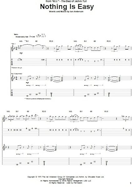 Nothing Is Easy - Guitar TAB, New, Main