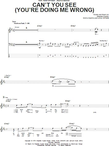 Can't You See (You're Doing Me Wrong) - Bass Tab, New, Main