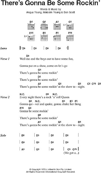 There's Gonna Be Some Rockin' - Guitar Chords/Lyrics, New, Main