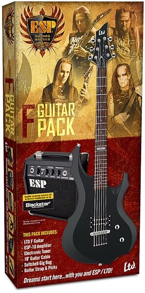 ESP LTD F10 Electric Guitar Package, Black Satin