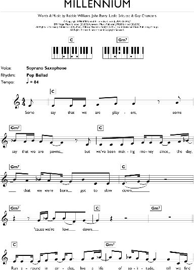 Millennium - Piano Chords/Lyrics, New, Main
