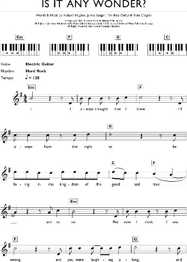Is It Any Wonder? - Piano Chords/Lyrics, New, Main