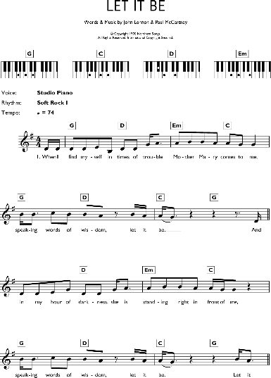 Let It Be - Piano Chords/Lyrics, New, Main