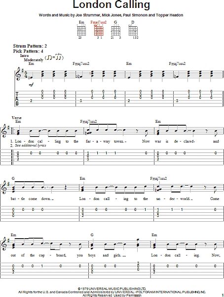London Calling - Easy Guitar with TAB, New, Main