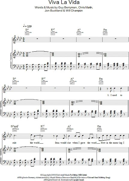 Viva La Vida - Piano/Vocal/Guitar, New, Main