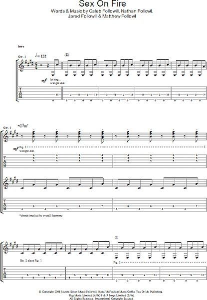 Sex On Fire Guitar Tab Zzounds