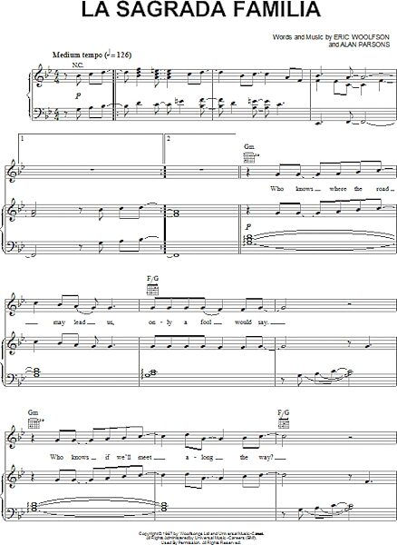 La Sagrada Familia - Piano/Vocal/Guitar, New, Main