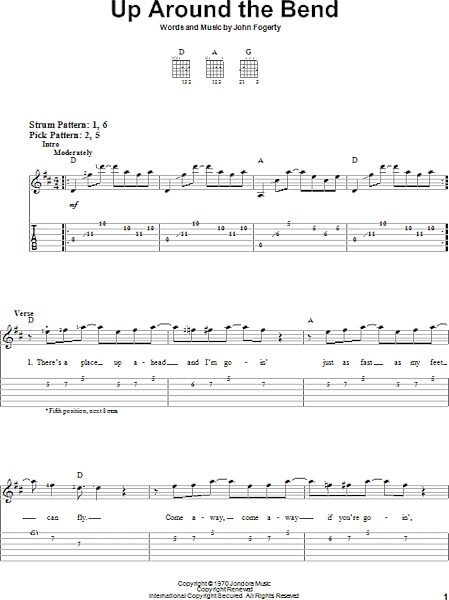 Up Around The Bend - Easy Guitar with TAB, New, Main