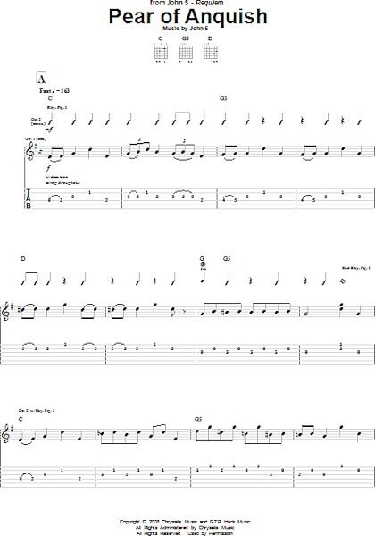 Pear Of Anquish - Guitar TAB, New, Main
