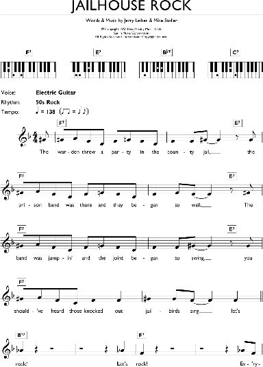 Jailhouse Rock - Piano Chords/Lyrics, New, Main