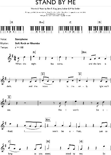 Stand By Me - Piano Chords/Lyrics, New, Main