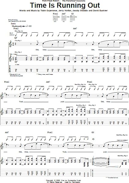 Time Is Running Out - Guitar TAB, New, Main