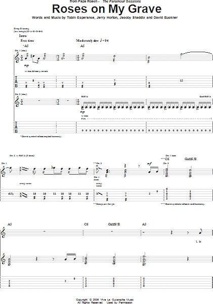 Roses On My Grave - Guitar TAB, New, Main