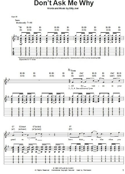 Don't Ask Me Why - Guitar Tab Play-Along, New, Main