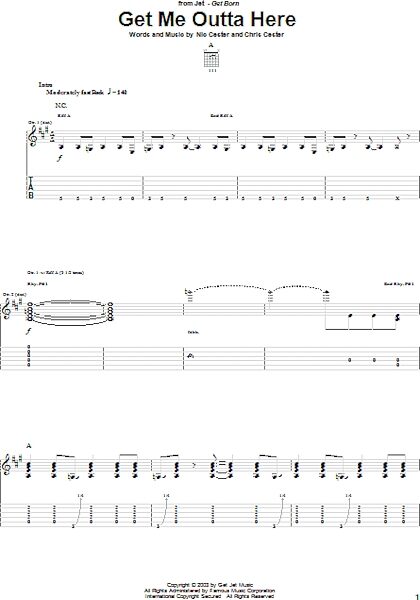 Get Me Outta Here - Guitar TAB, New, Main