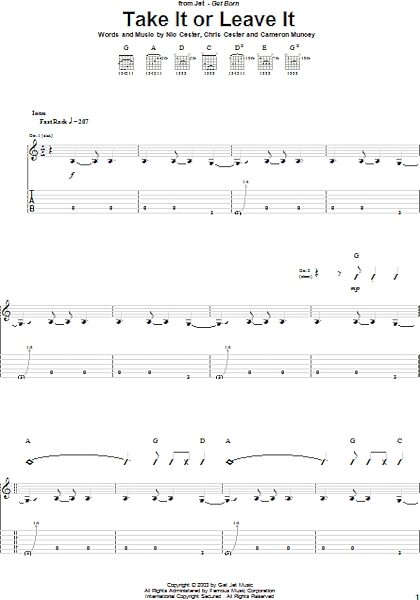 Take It Or Leave It - Guitar TAB, New, Main