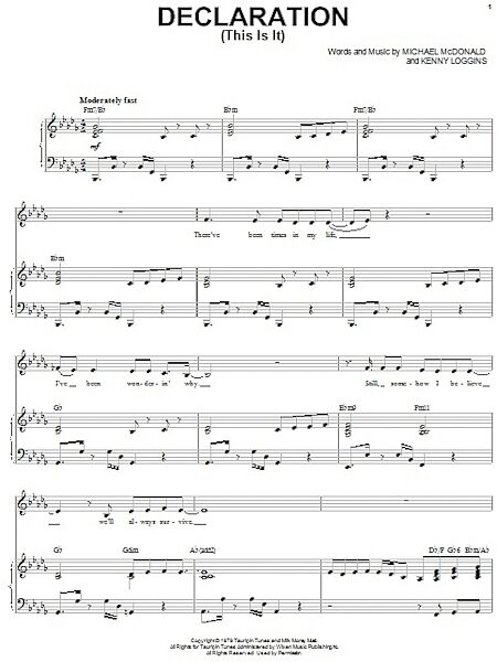 Declaration (This Is It) - Piano Vocal, New, Main