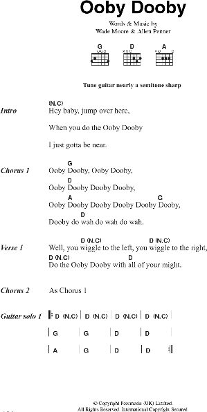 Ooby Dooby - Guitar Chords/Lyrics, New, Main