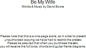 Be My Wife - Guitar Chords/Lyrics, New, Main