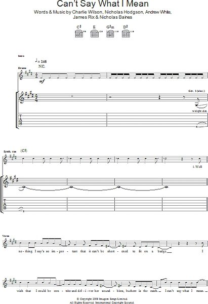 Can't Say What I Mean - Guitar TAB, New, Main