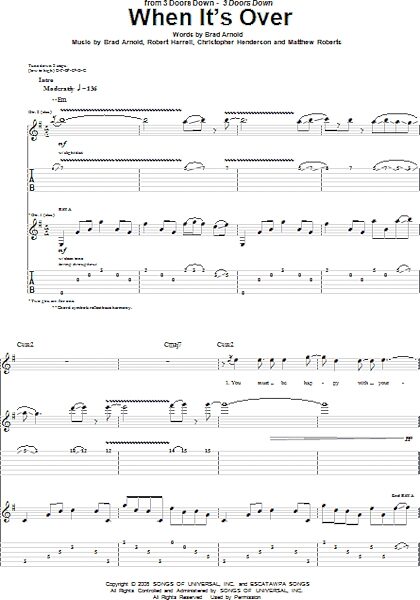 When It's Over - Guitar TAB, New, Main