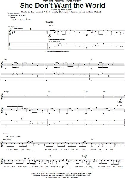 She Don't Want The World - Guitar TAB, New, Main